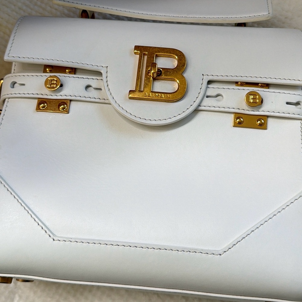 Balmain White and Gold Shoulder Bag